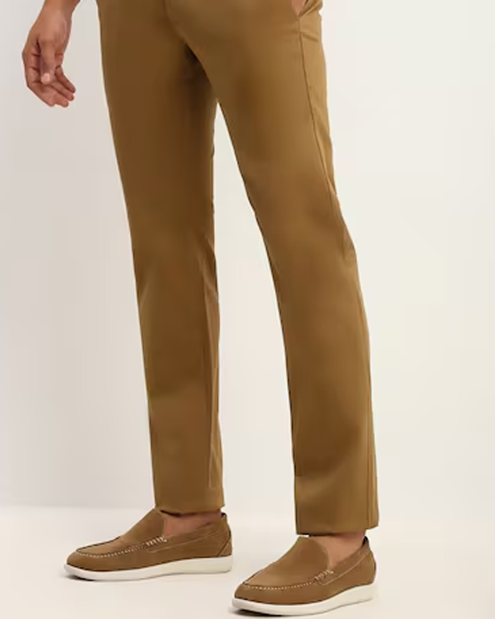 Men Brown Slim Fit Textured Casual Trousers