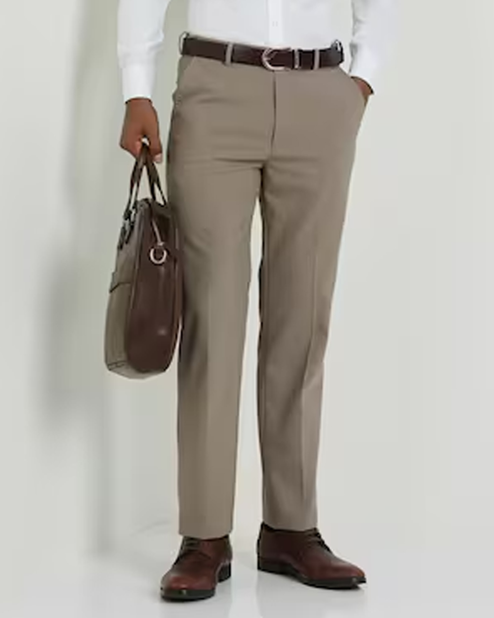 Men Brown Regular Fit Textured Formal Trousers