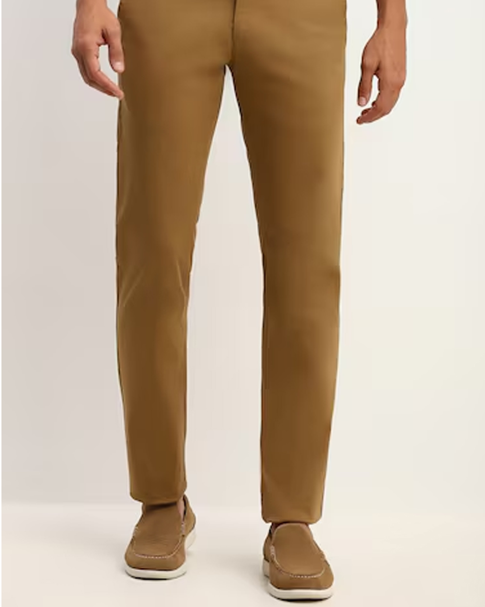 Men Brown Slim Fit Textured Casual Trousers